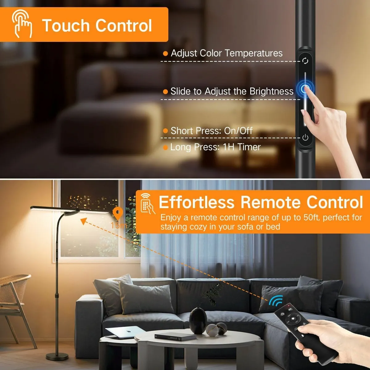 LED Floor Lamp with Double Head 18W 1800LM Super - Image 4