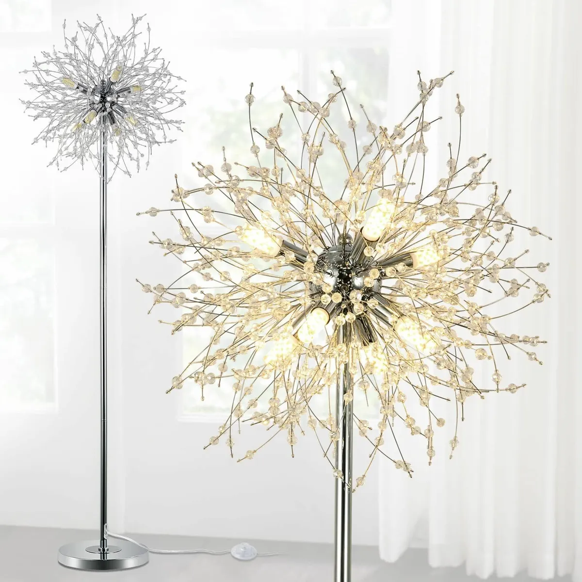 Modern Crystal Fireworks Floor Lamps Chrome - Image 1