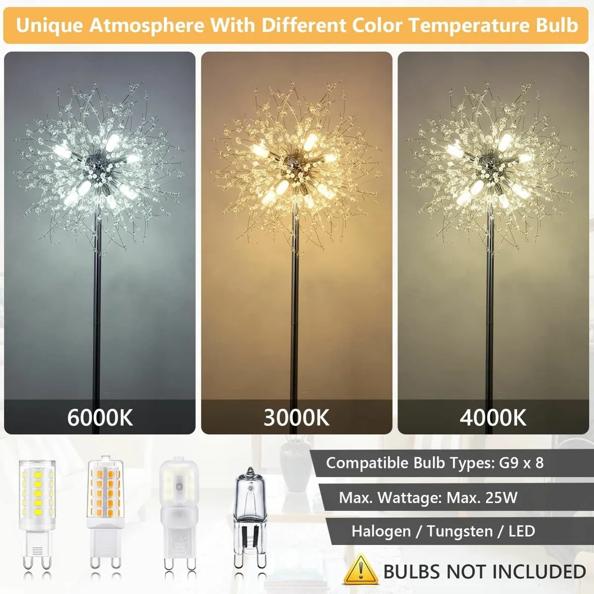 Modern Crystal Fireworks Floor Lamps Chrome - Image 4