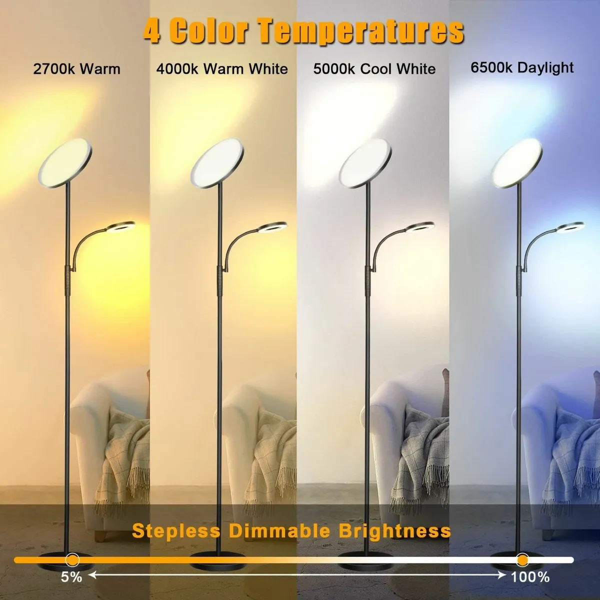 LED Uplighter Floor Lamp Upgraded 42W 4200LM - Image 2