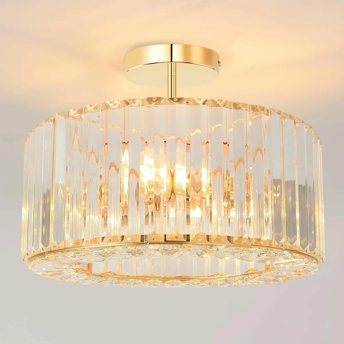 Gold Crystal Ceiling Lights 3-Light Modern LED - Image 1
