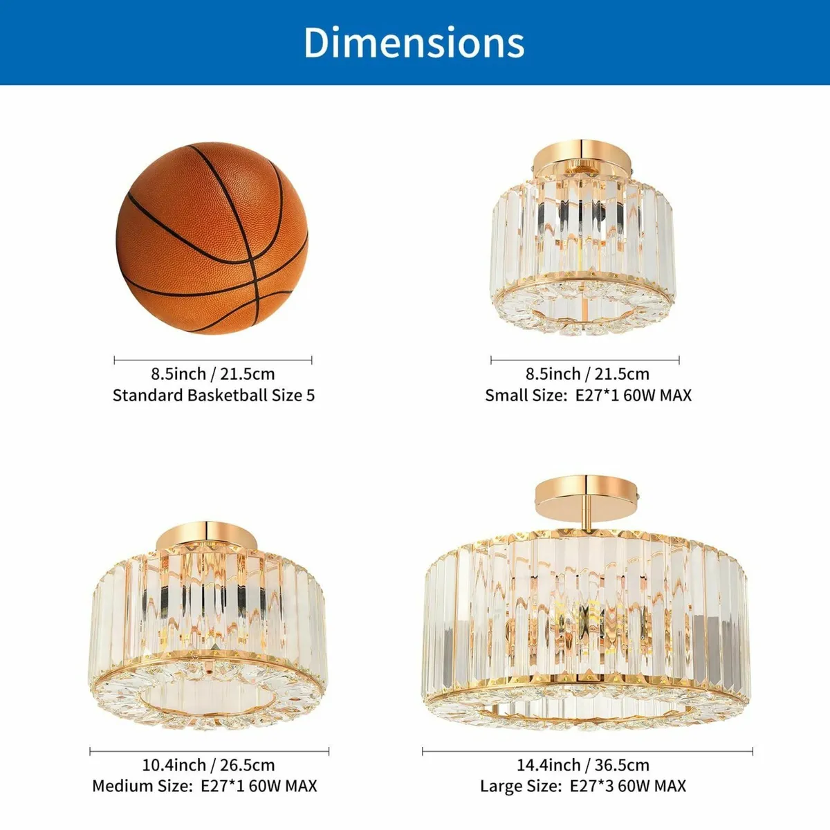 Gold Crystal Ceiling Lights 3-Light Modern LED - Image 2