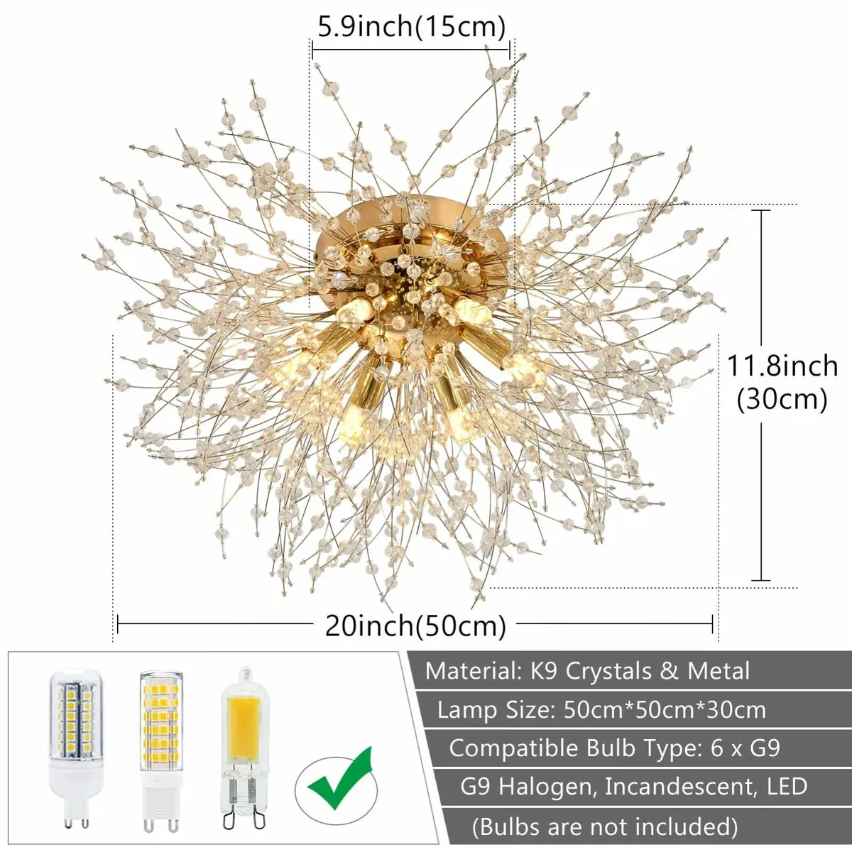 Modern Crystal Chandeliers Ceiling Light Fireworks - Image 2