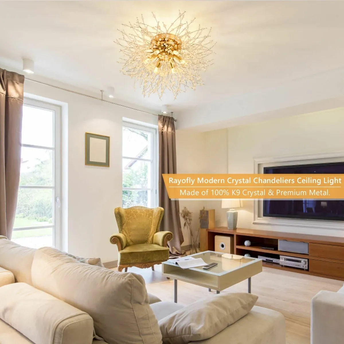 Modern Crystal Chandeliers Ceiling Light Fireworks - Image 3