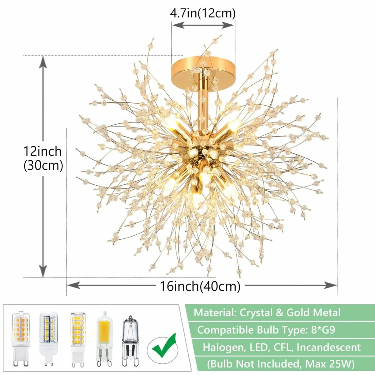 Modern Crystal Chandeliers Ceiling Light Firework - Image 3