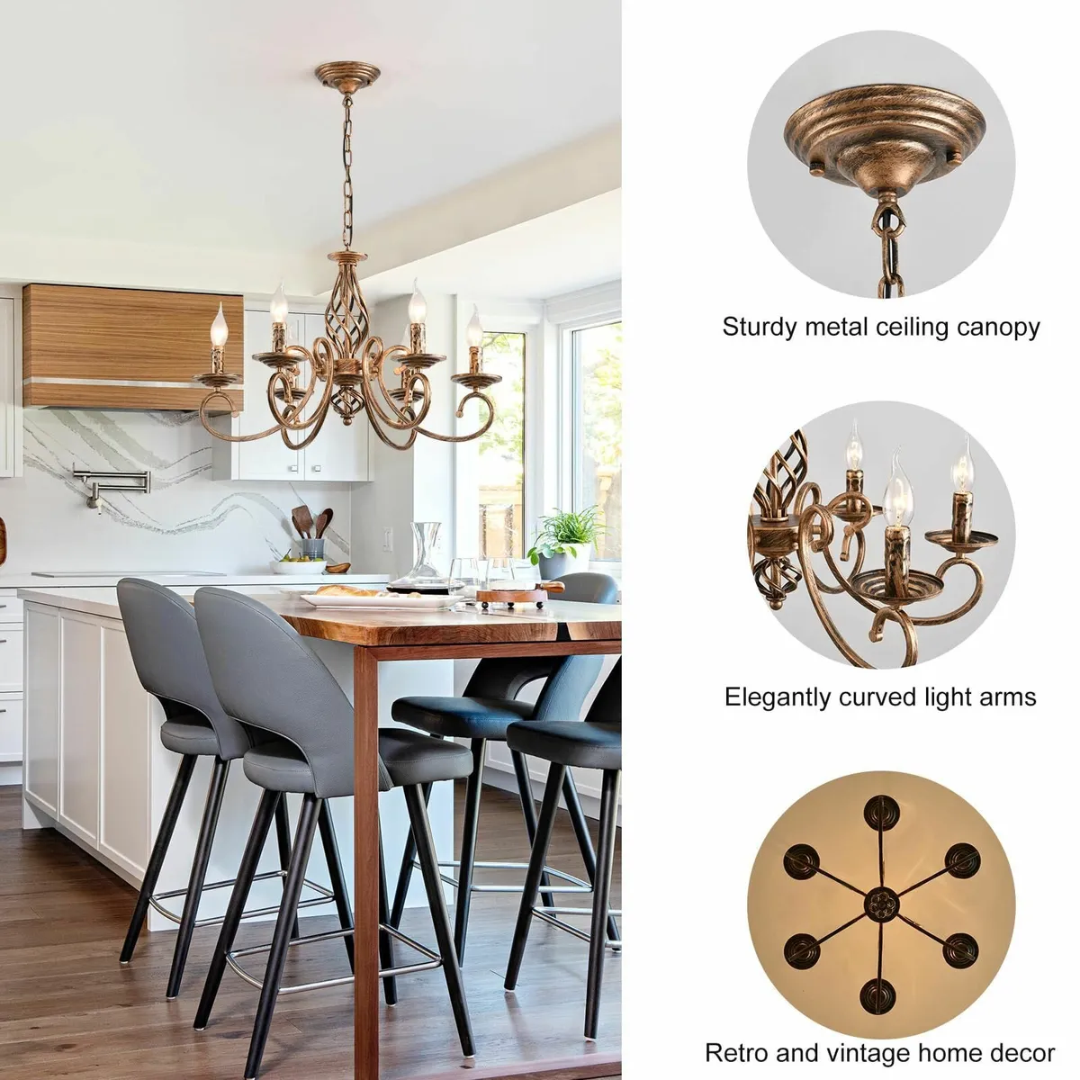 Rustic 6-Light Chandeliers French Country Vintage - Image 4