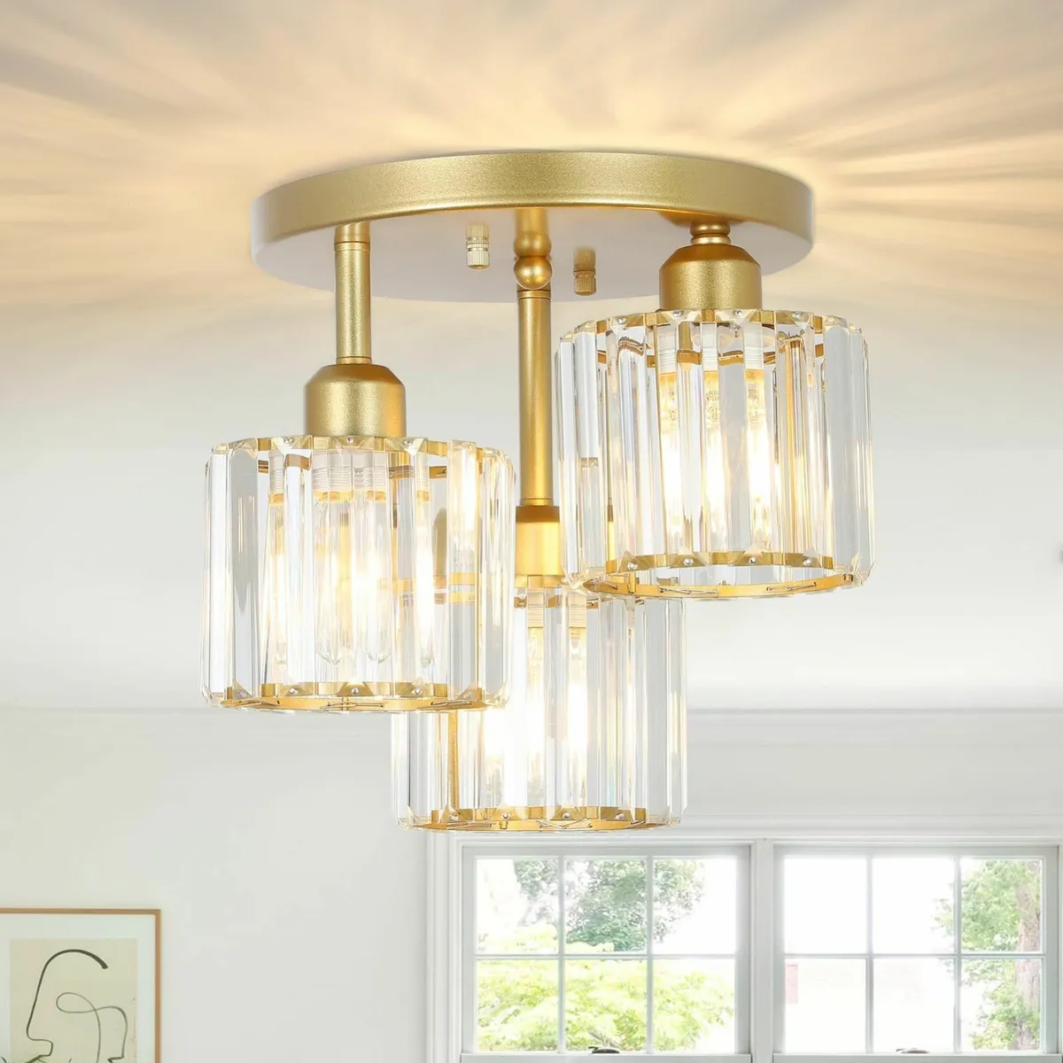 Modern Crystal Chandeliers Ceiling Light 3-Lights - Image 1