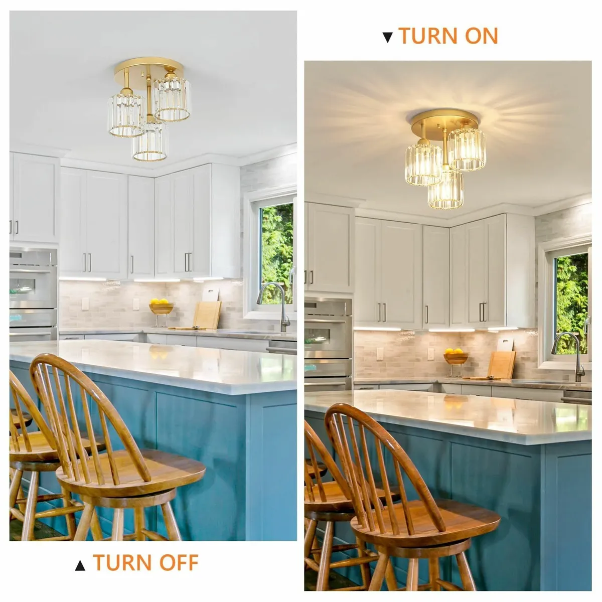 Modern Crystal Chandeliers Ceiling Light 3-Lights - Image 2