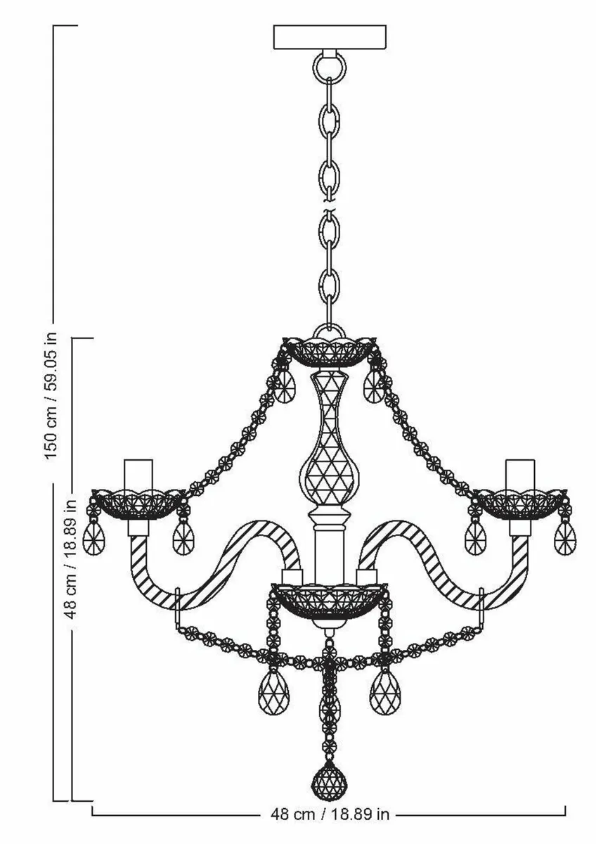 5 Light Chandelier Lamp Pendant Chrome Clear.Acryl - Image 2