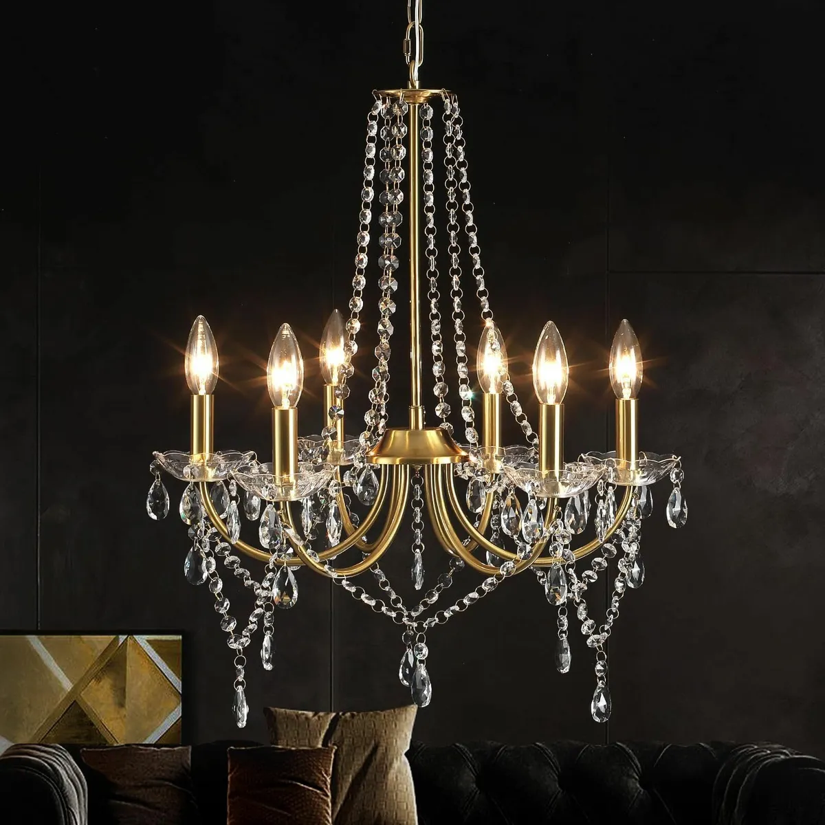 Crystal Chandeliers Ceiling Light 6 Lights Modern - Image 1