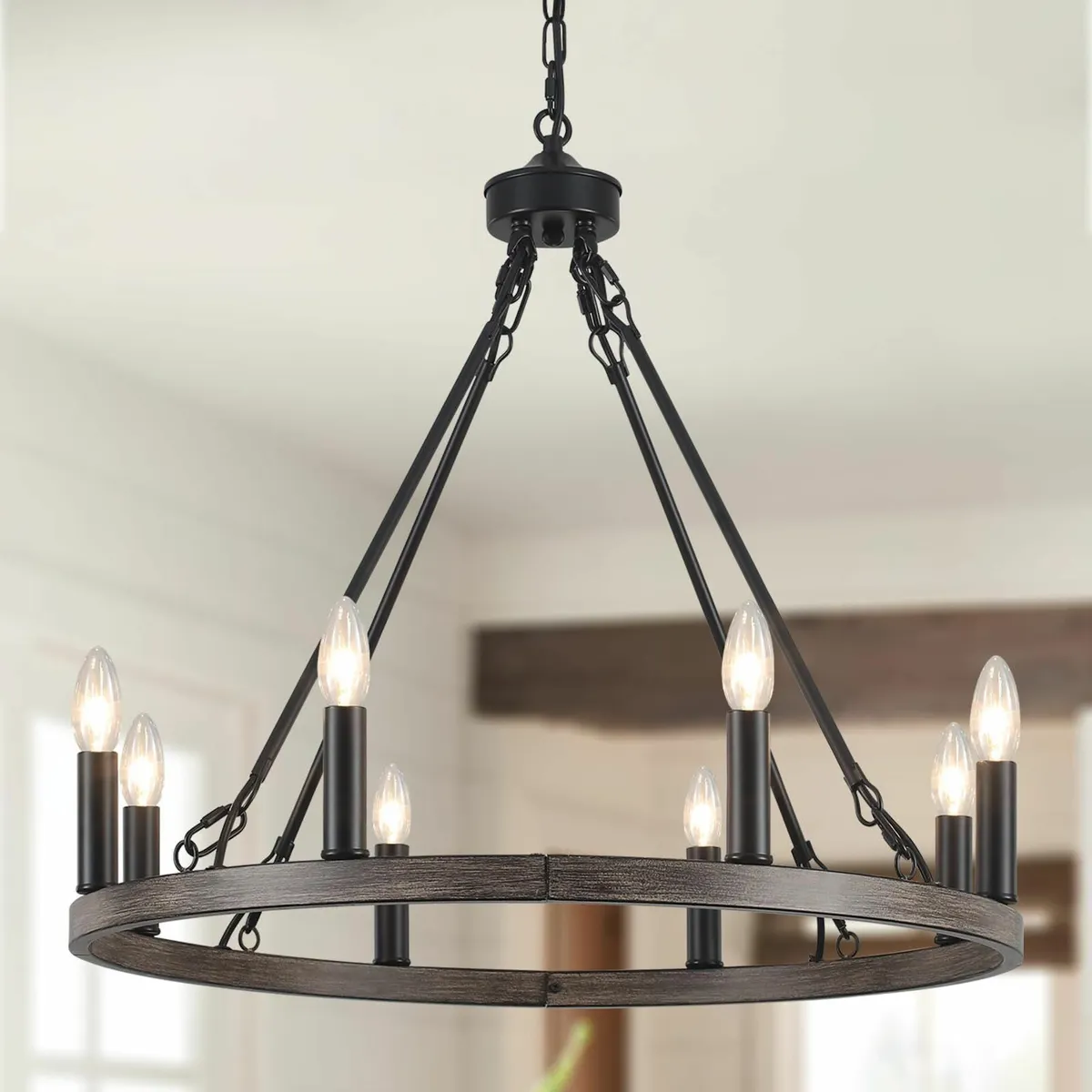 Black Chandeliers Ceiling Light 8 Lights Wagon - Image 1