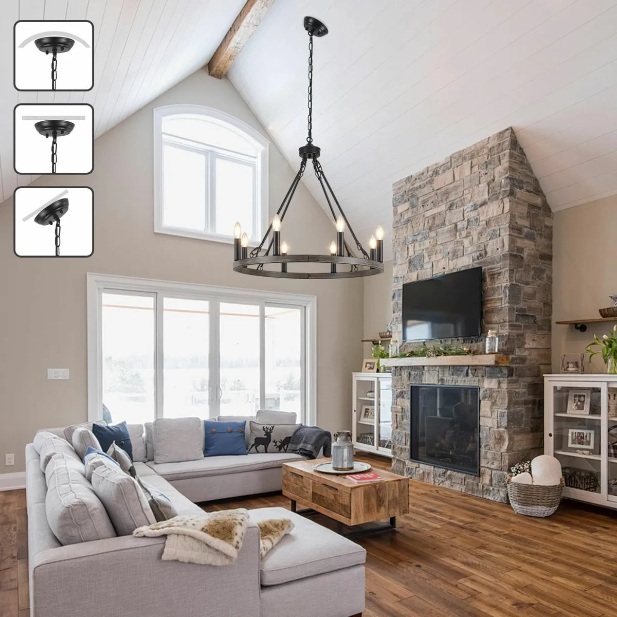 Black Chandeliers Ceiling Light 8 Lights Wagon - Image 2