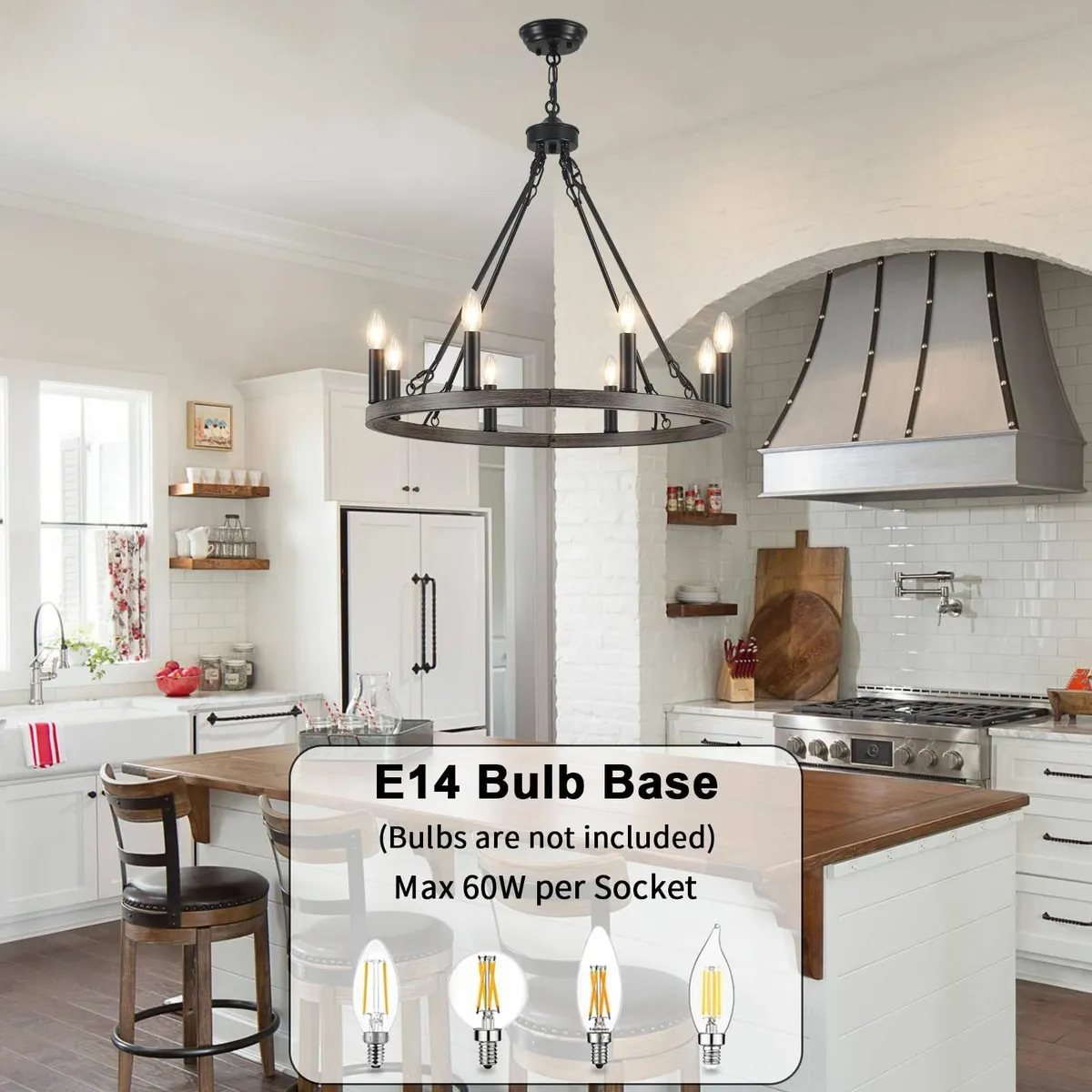 Black Chandeliers Ceiling Light 8 Lights Wagon - Image 3