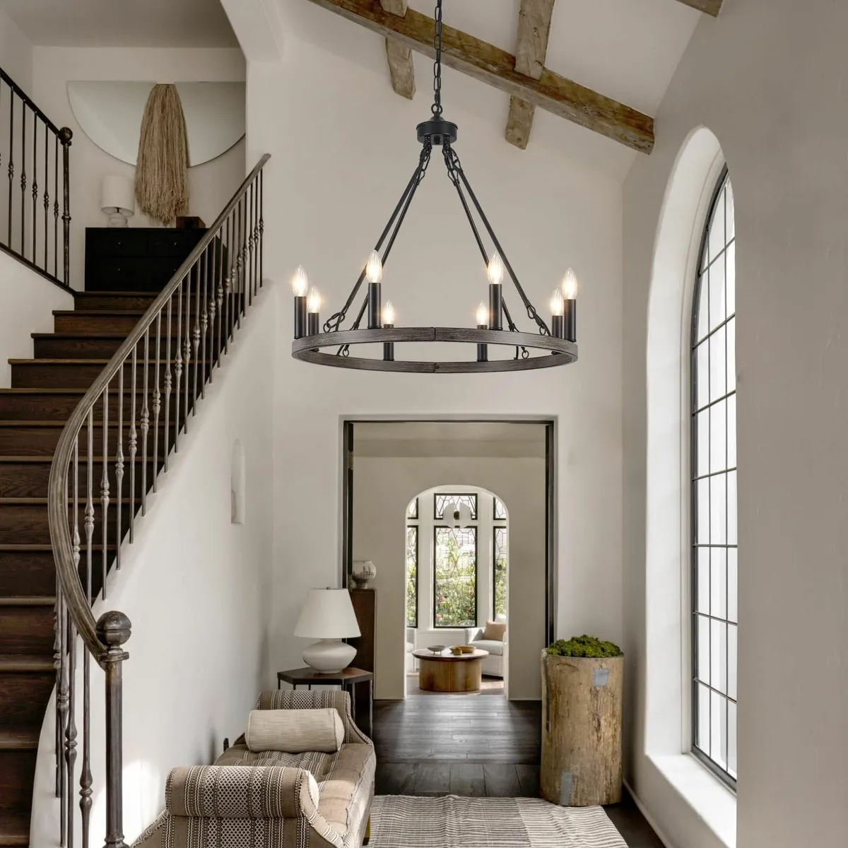 Black Chandeliers Ceiling Light 8 Lights Wagon - Image 4