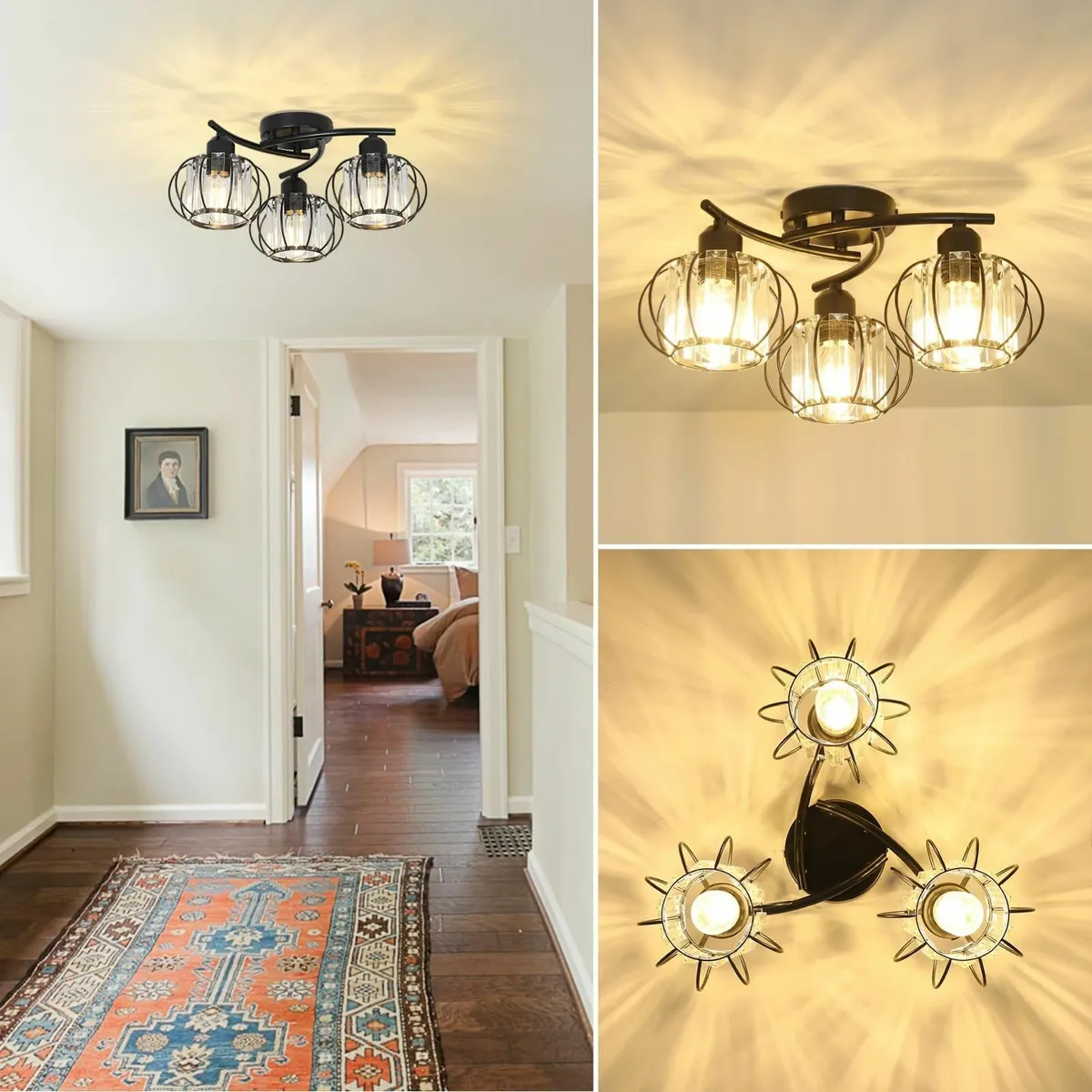 Crystal Ceiling Lights Living Room 3-Lights - Image 3