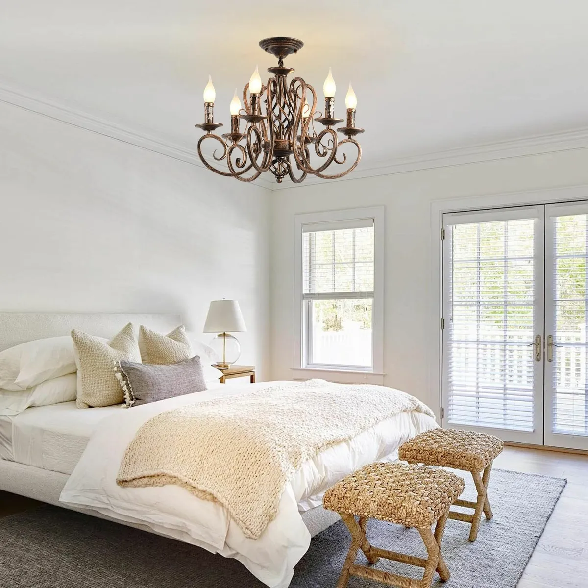 Chandeliers French Country Candle Wrought Iron - Image 2