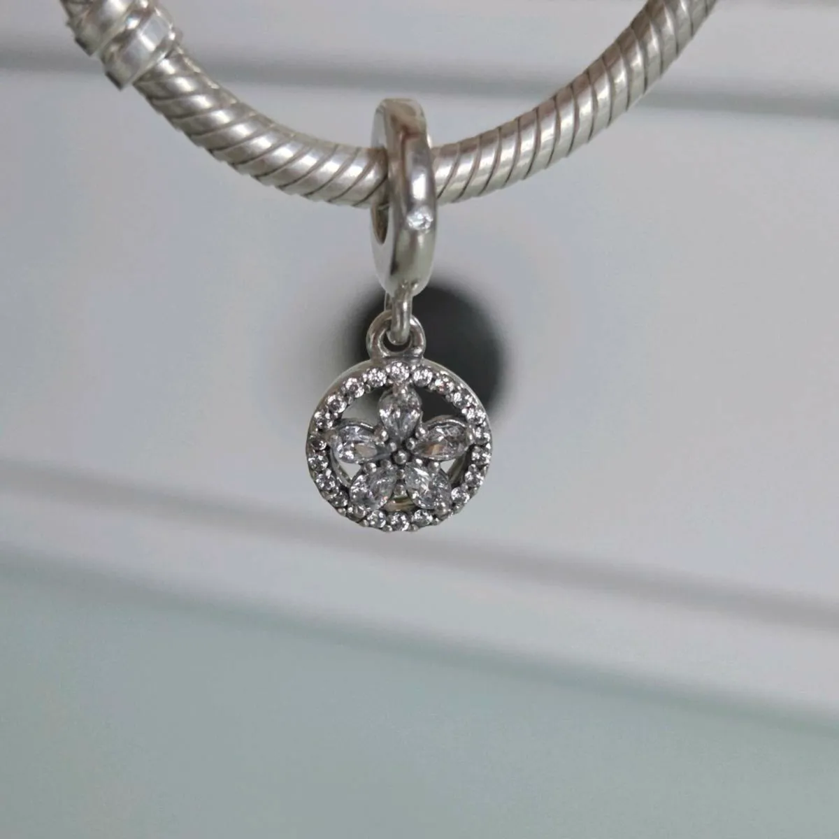 Pandora Flower sparkly dangle charm - Image 1