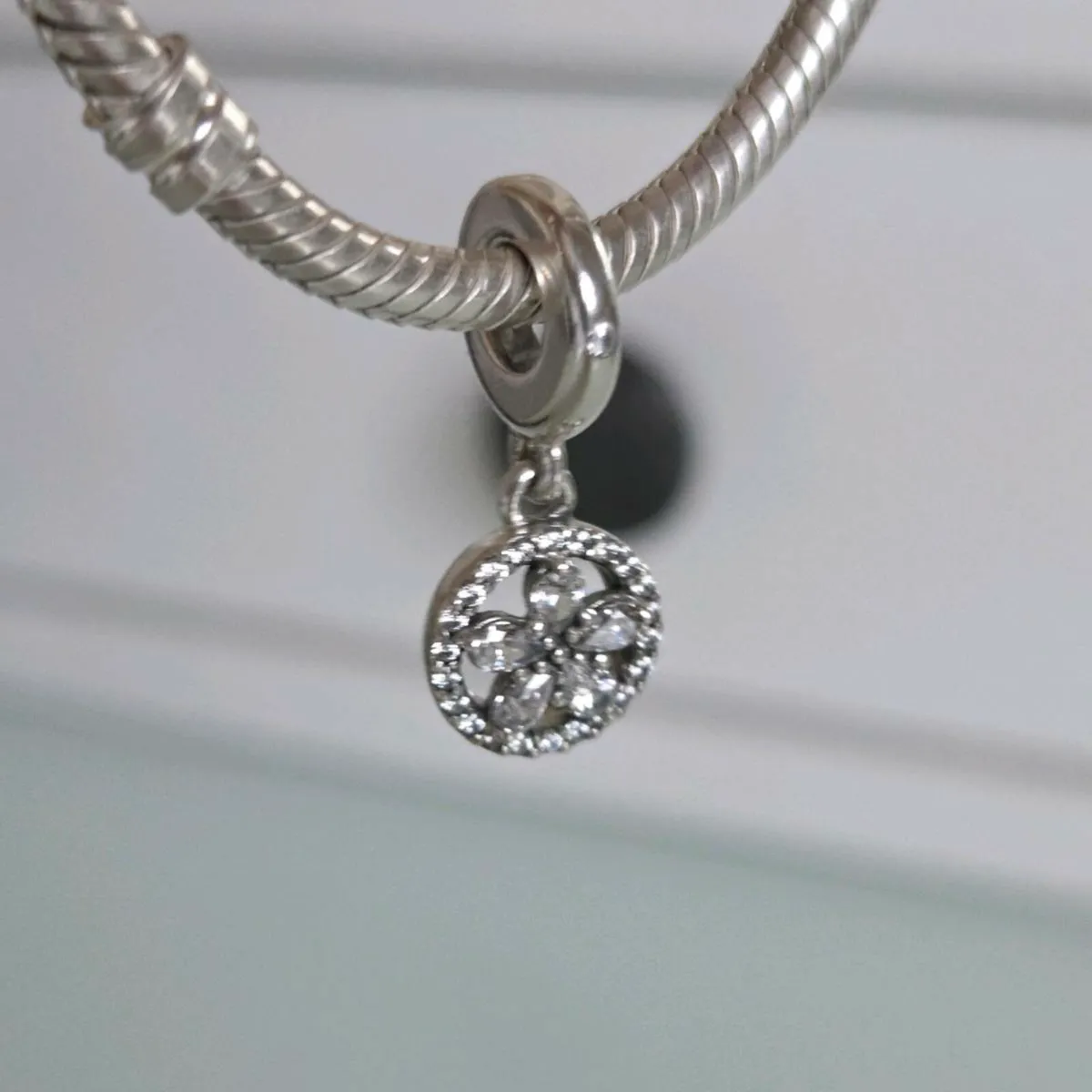 Pandora Flower sparkly dangle charm - Image 3