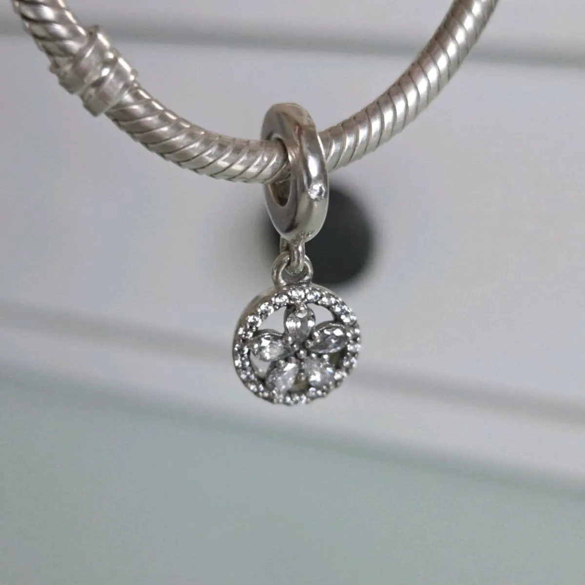 Pandora Flower sparkly dangle charm - Image 4