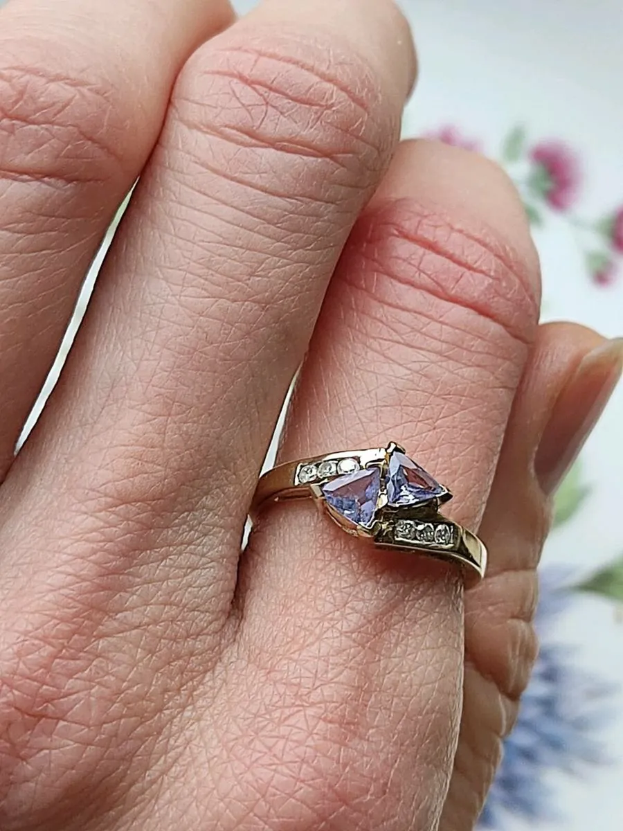 Vintage 9 CT Gold Diamonds rings size D 17.3 -5 mm - Image 3