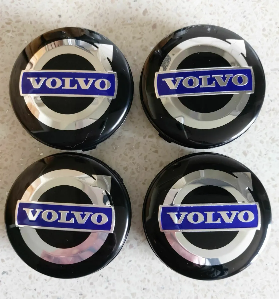 4 x Volvo Centre Caps (Black/Blue) FREE POST - Image 1