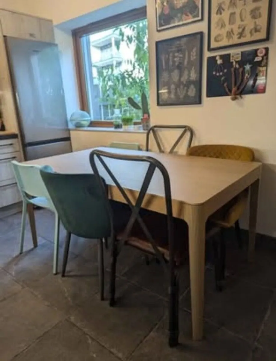 Rectangular oak dining table 160/90/75 - Image 1