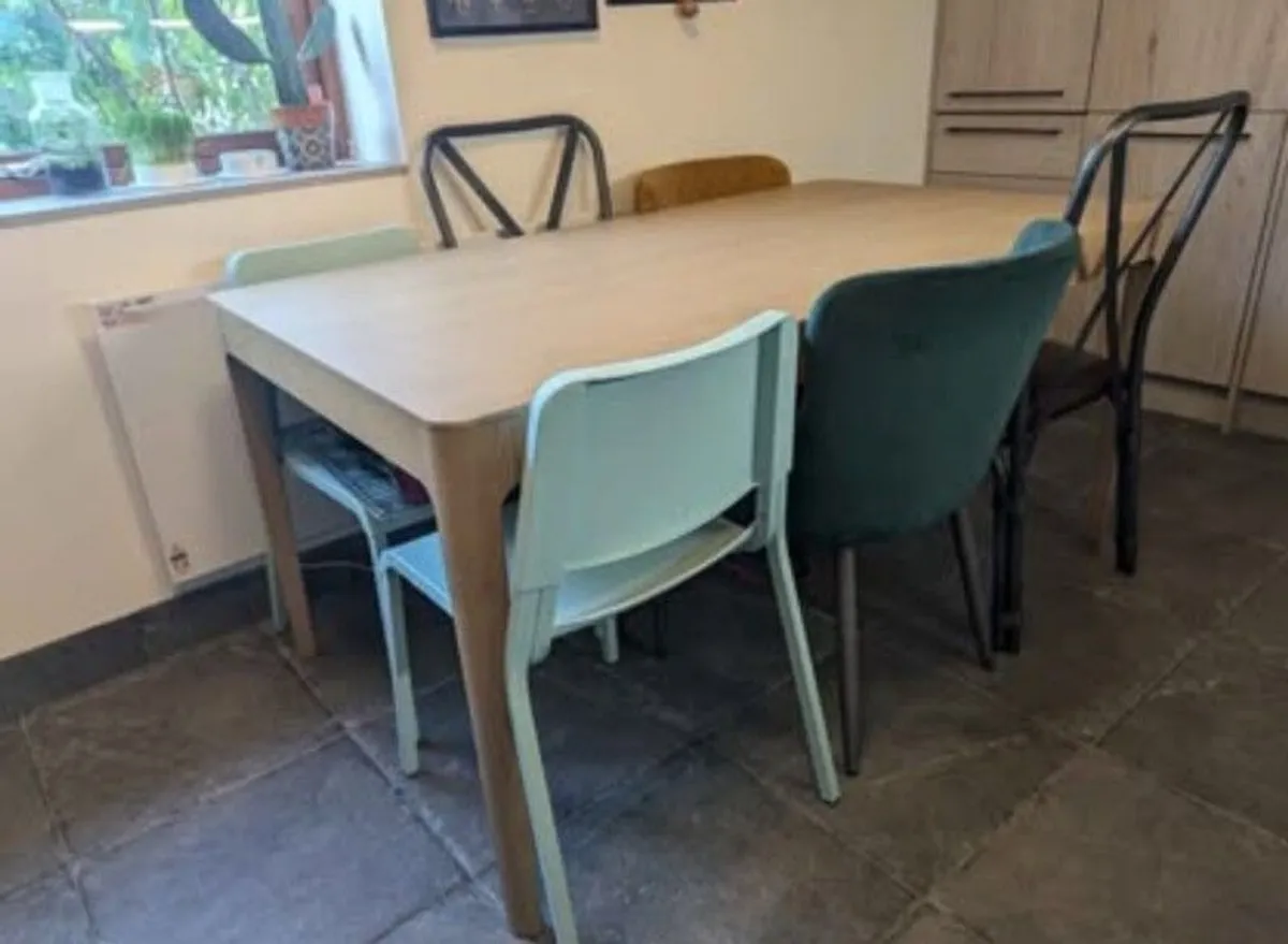 Rectangular oak dining table 160/90/75 - Image 2