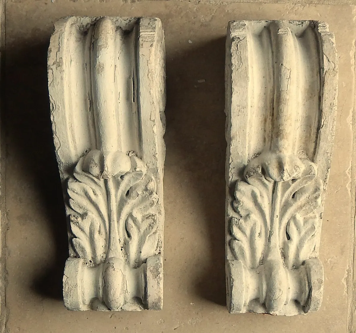 Pair of Heavy Vintage Plaster Corbels - Image 1