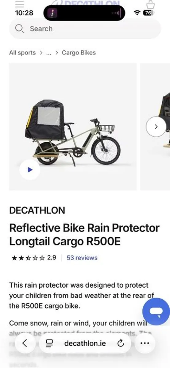 cargo bike rain cover - Image 1