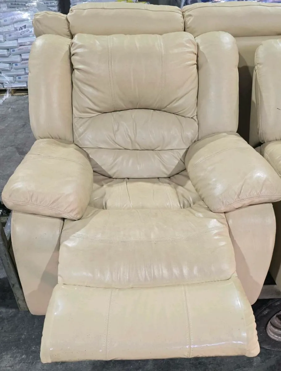 Leather Cream Couch 3+1+1 Ash doors - Image 3