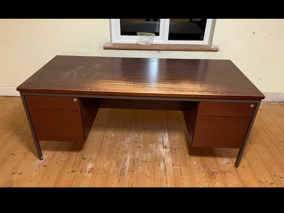 Solid Timber Office Desk with Built-in Drawers - Image 2