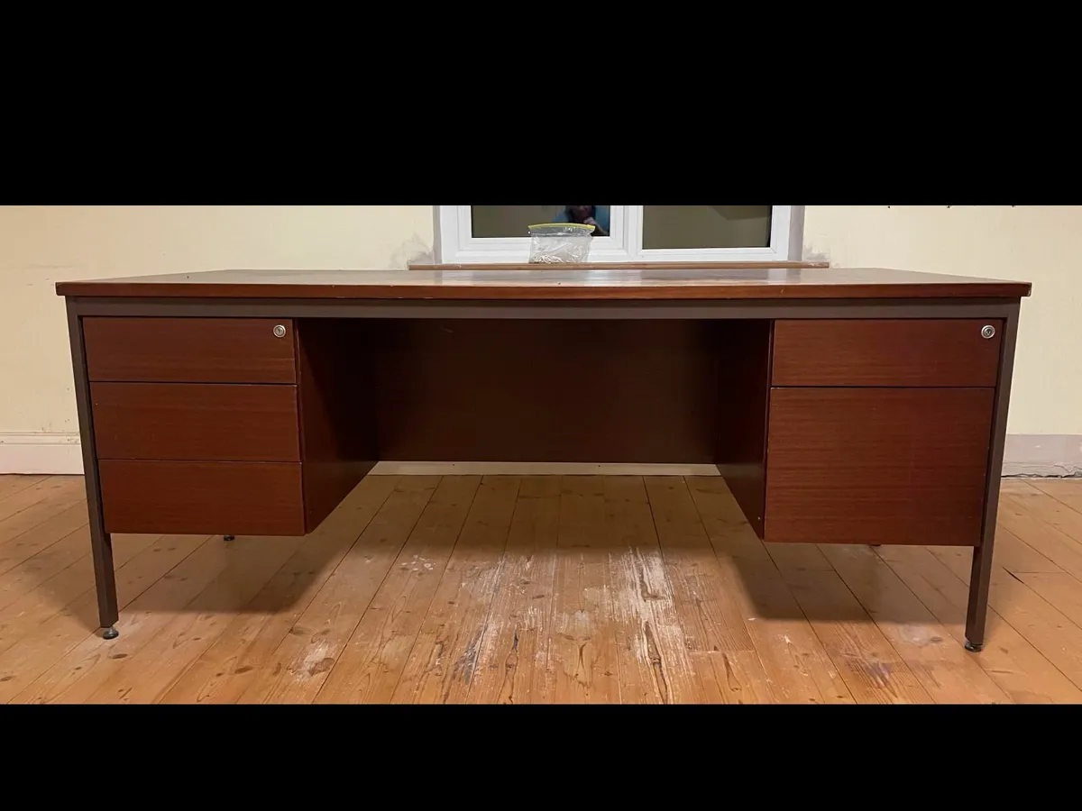 Solid Timber Office Desk with Built-in Drawers - Image 1