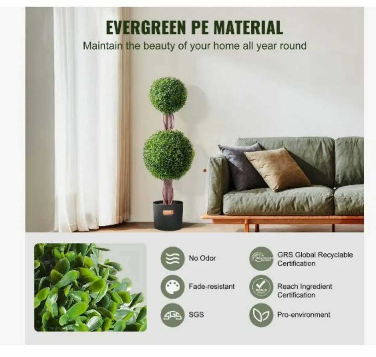 Artificial Boxwood Topiary Tree, 36 inch - Image 3