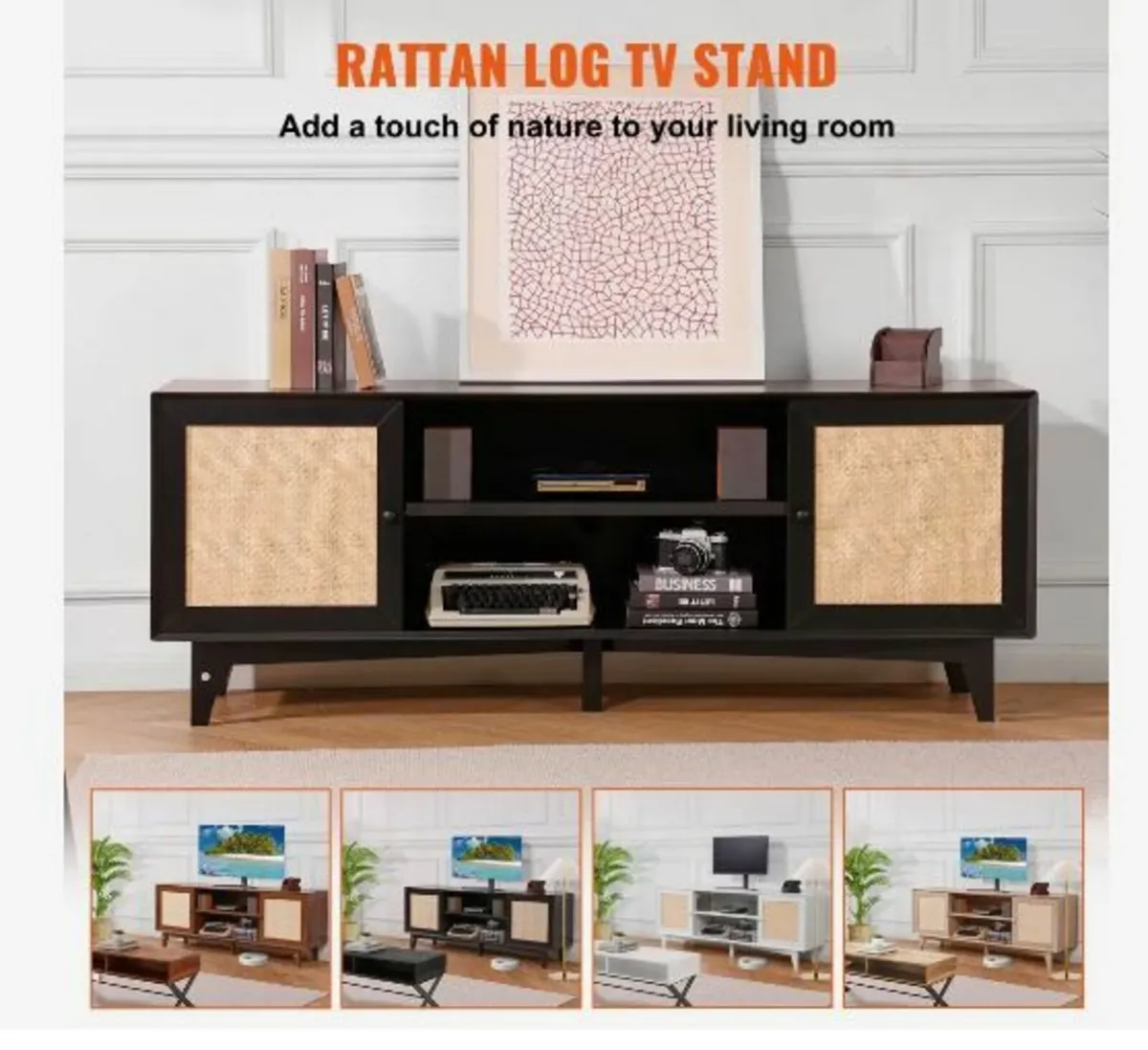 Rattan TV Stand for 75in TV - Image 4