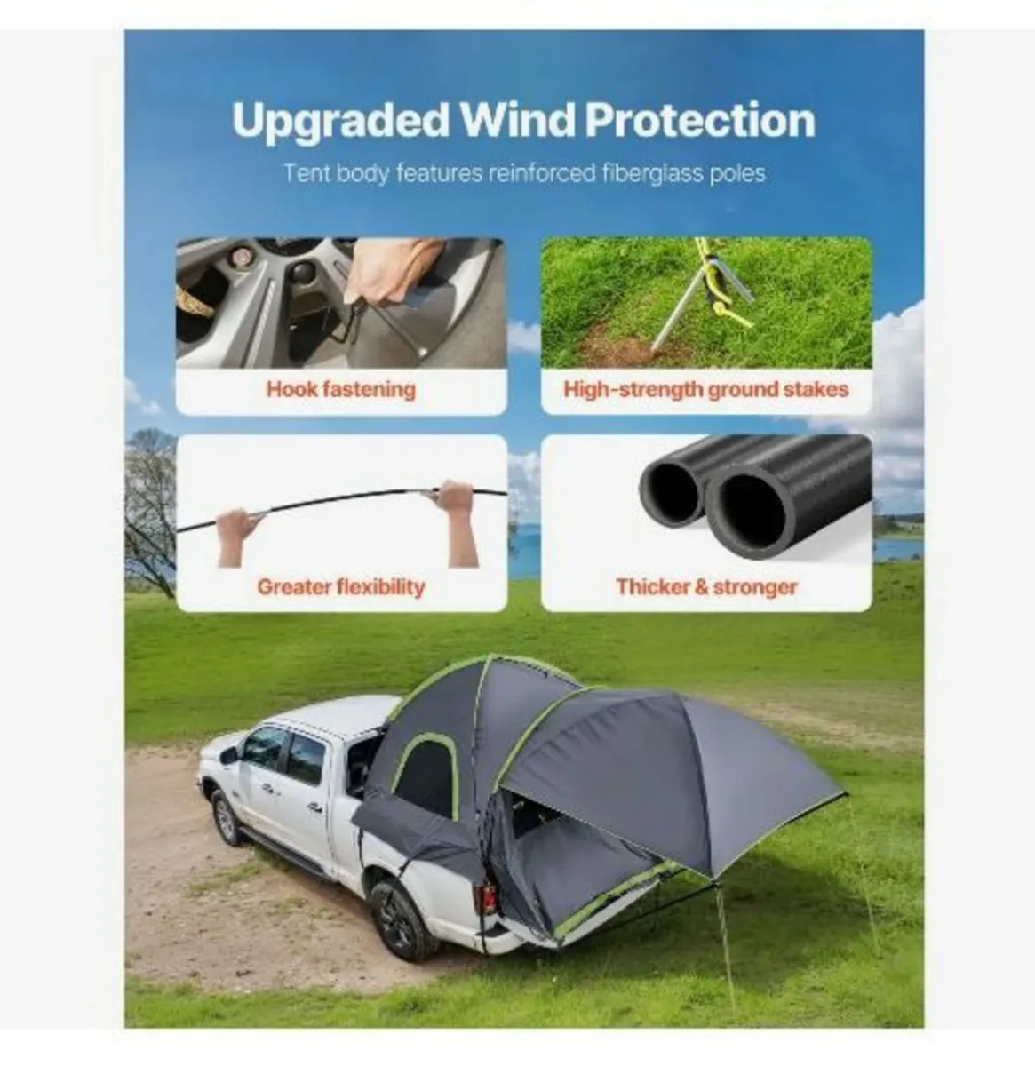 Pickup Truck Tent, Fits 8.0-8.2 ft Truck Tents - Image 4