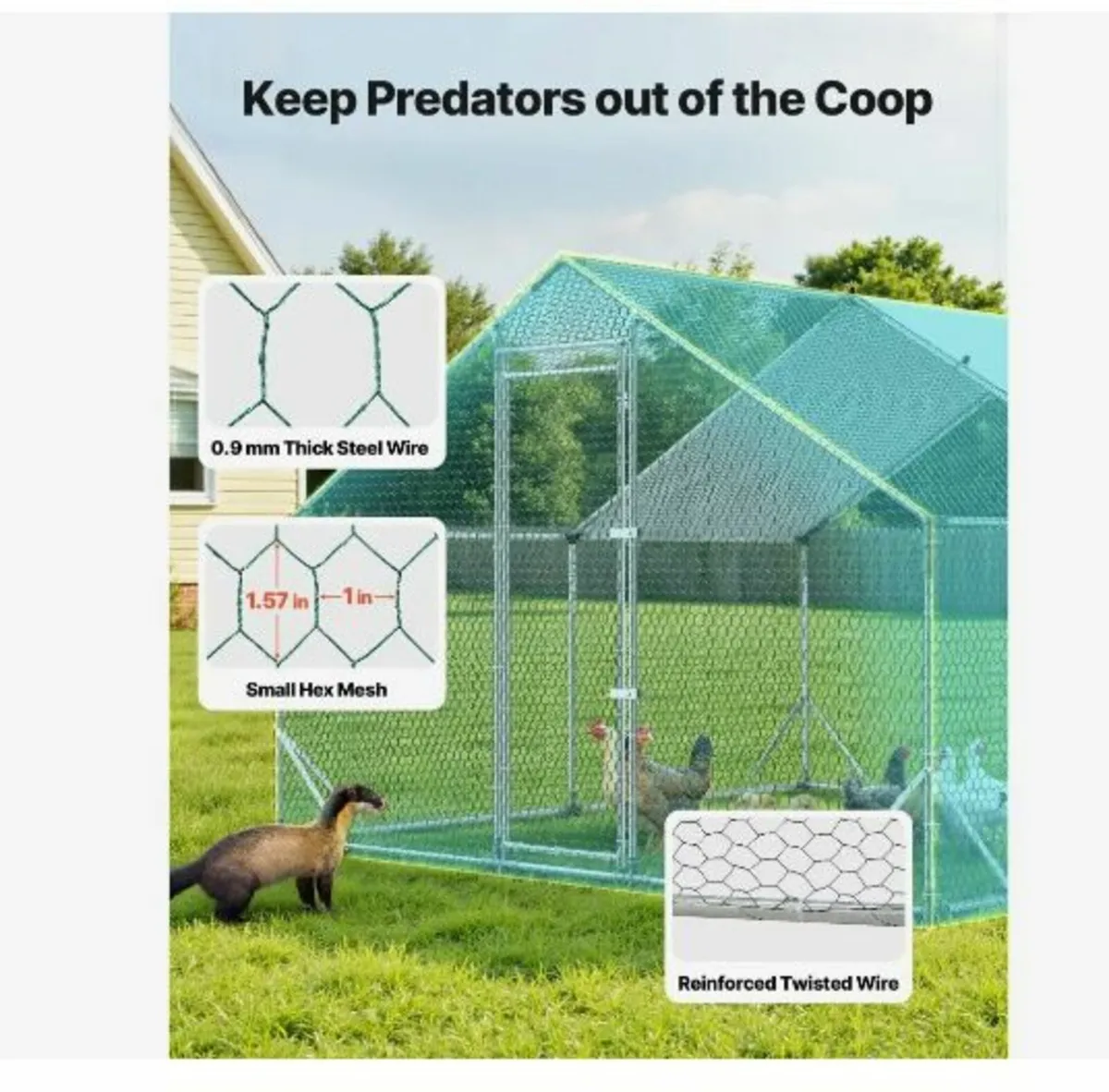 Large Metal Chicken Coop, 3 x 3 x 2 m - Image 3