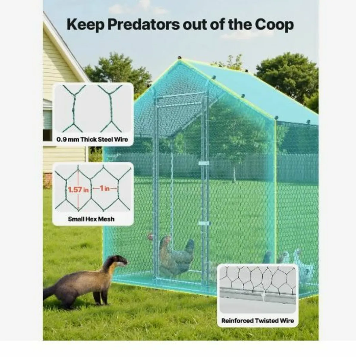 Large Metal Chicken Coop, 2 x 1 x 2 m - Image 4