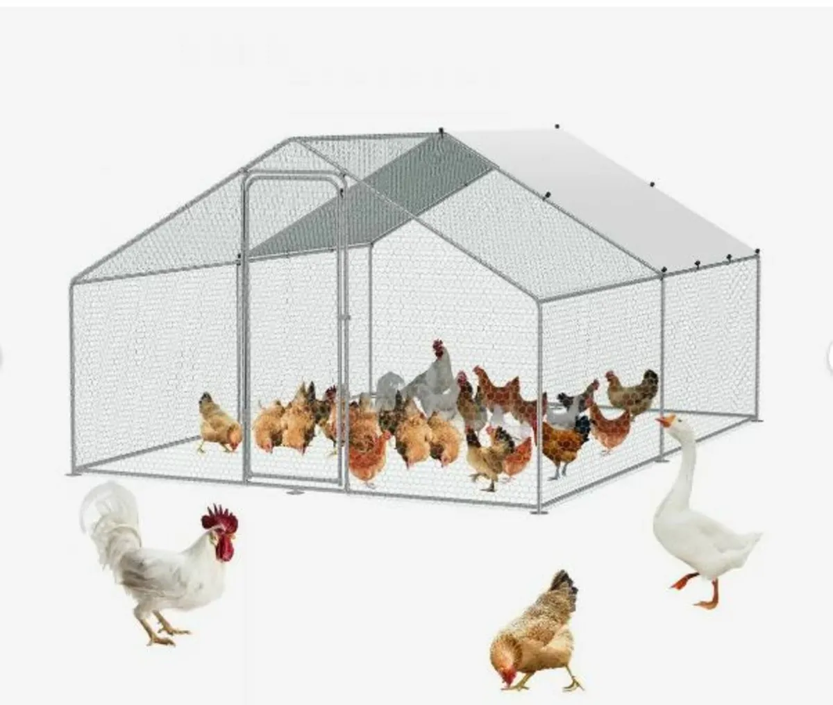 Large Metal Chicken Coop, 9.8x12.9x6.5 ft - Image 1