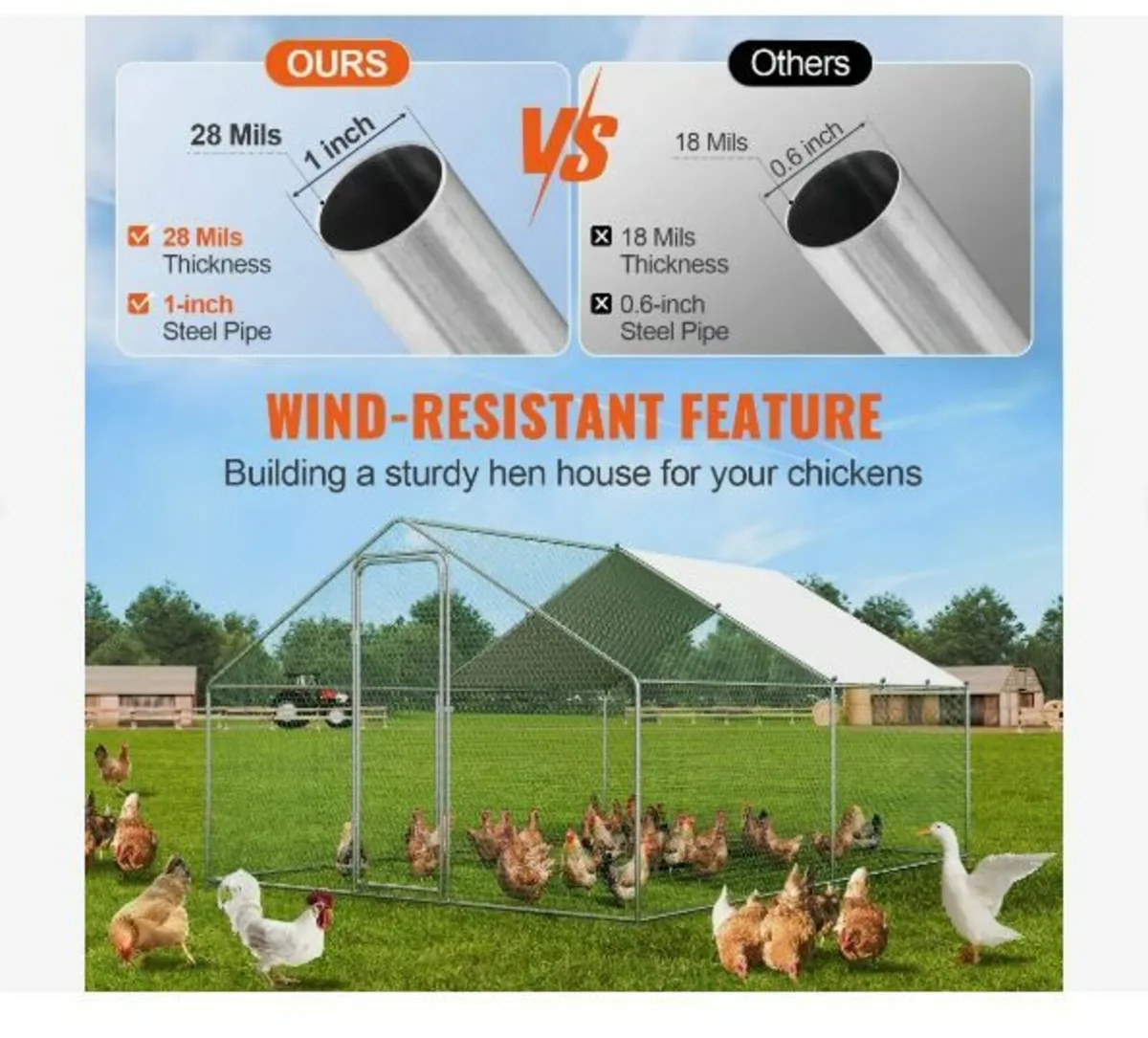 Large Metal Chicken Coop, 9.8x12.9x6.5 ft - Image 3