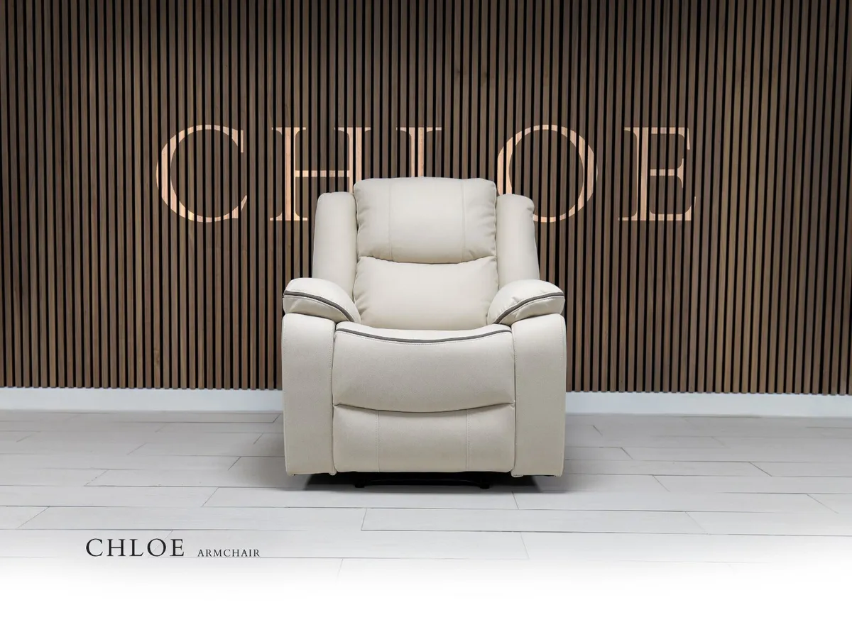 Chole 3+1+1 Cream Tech Fabric Recliner Sofa - Image 3
