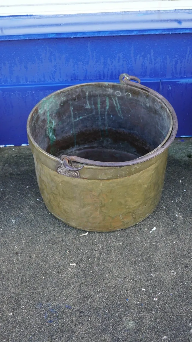 Vintage Brass Hearth Log Bucket - Image 1