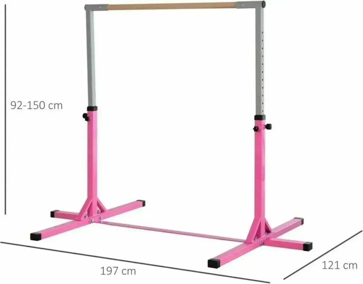 Gymnastics Bar on Solid Hardwood Platform - Image 1