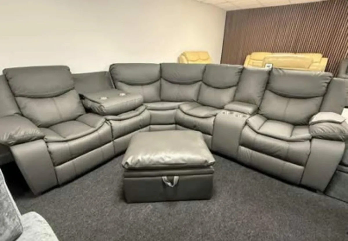 Corner Grey Tech Fabric Recliner Sofa - Image 3