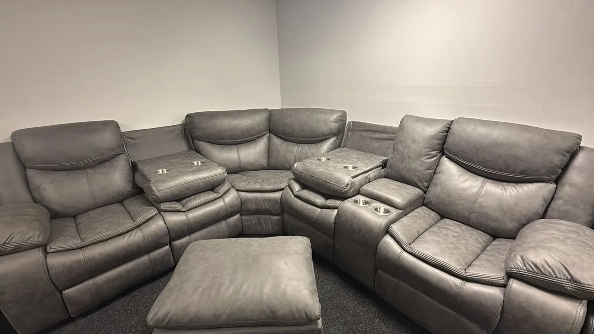 Corner Grey Tech Fabric Recliner Sofa - Image 1