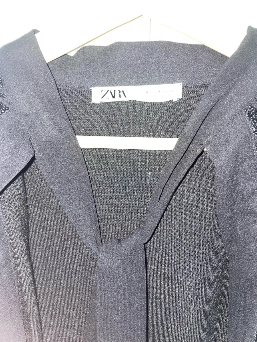 Zara Black Sequin Tie-Neck Cardigan/Jacket - Image 3