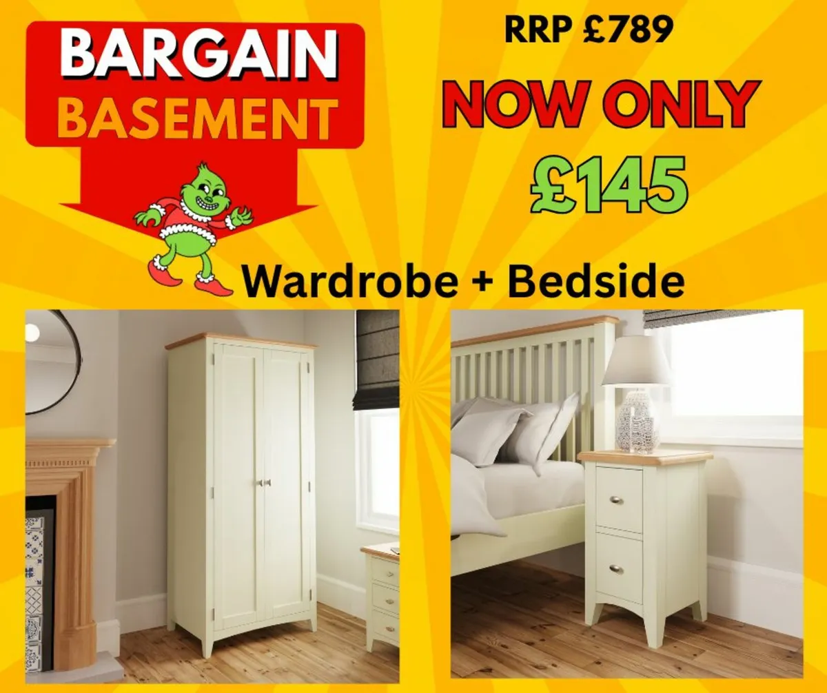 White/Oak Wardrobe and Bedside - Image 1
