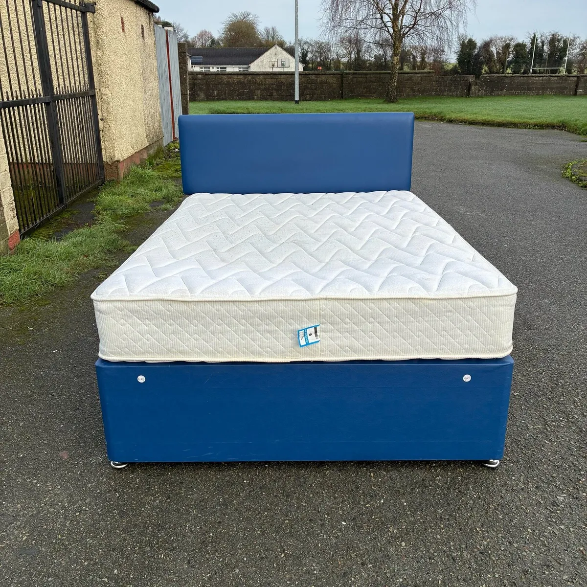 Blue Leather Double bed - Image 1