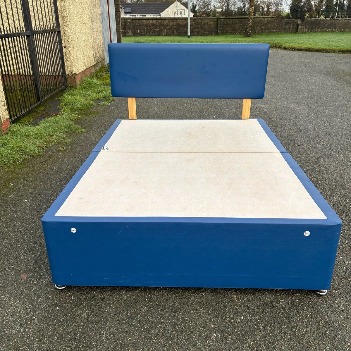 Blue Leather Double bed - Image 2