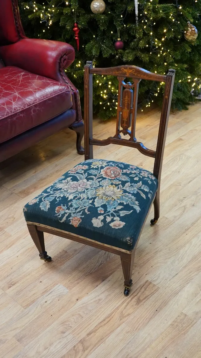 Edwardian Inlaid Nursing / Feeding Chair on Castor - Image 1