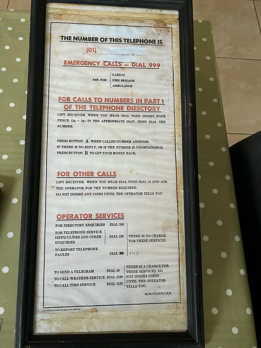 Vintage AB Payphone Notice - Image 1